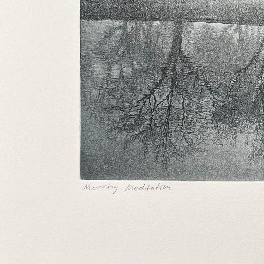 Signed, titled and numbered aquatint print, Printed on Arches Cover Paper. A gentle fog descending on Lake Whatcon on a  December morning. A walking meditation.

This is a great example of McMillan's work. He takes his inspiration from the natural