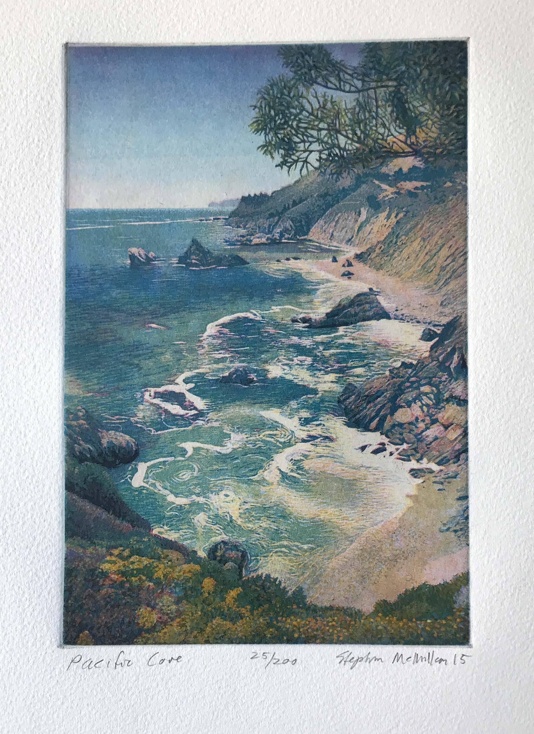 Landscape Print Stephen McMillan - Pacific Cove, Californie : paysage côtier
