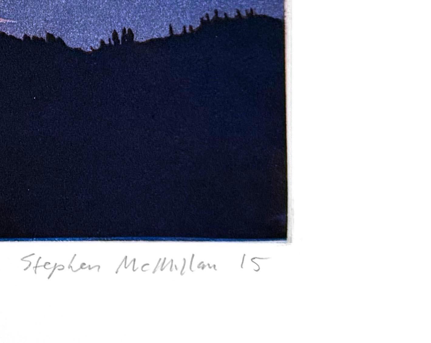 Depiction of the  Salish Sea from Skyline Divide, Washington, highlighting the type of seascapes for which McMillan is so well known. Signed in pencil from the edition of 120.

Born in Berkeley, California, on December 21, 1949, he was raised in a