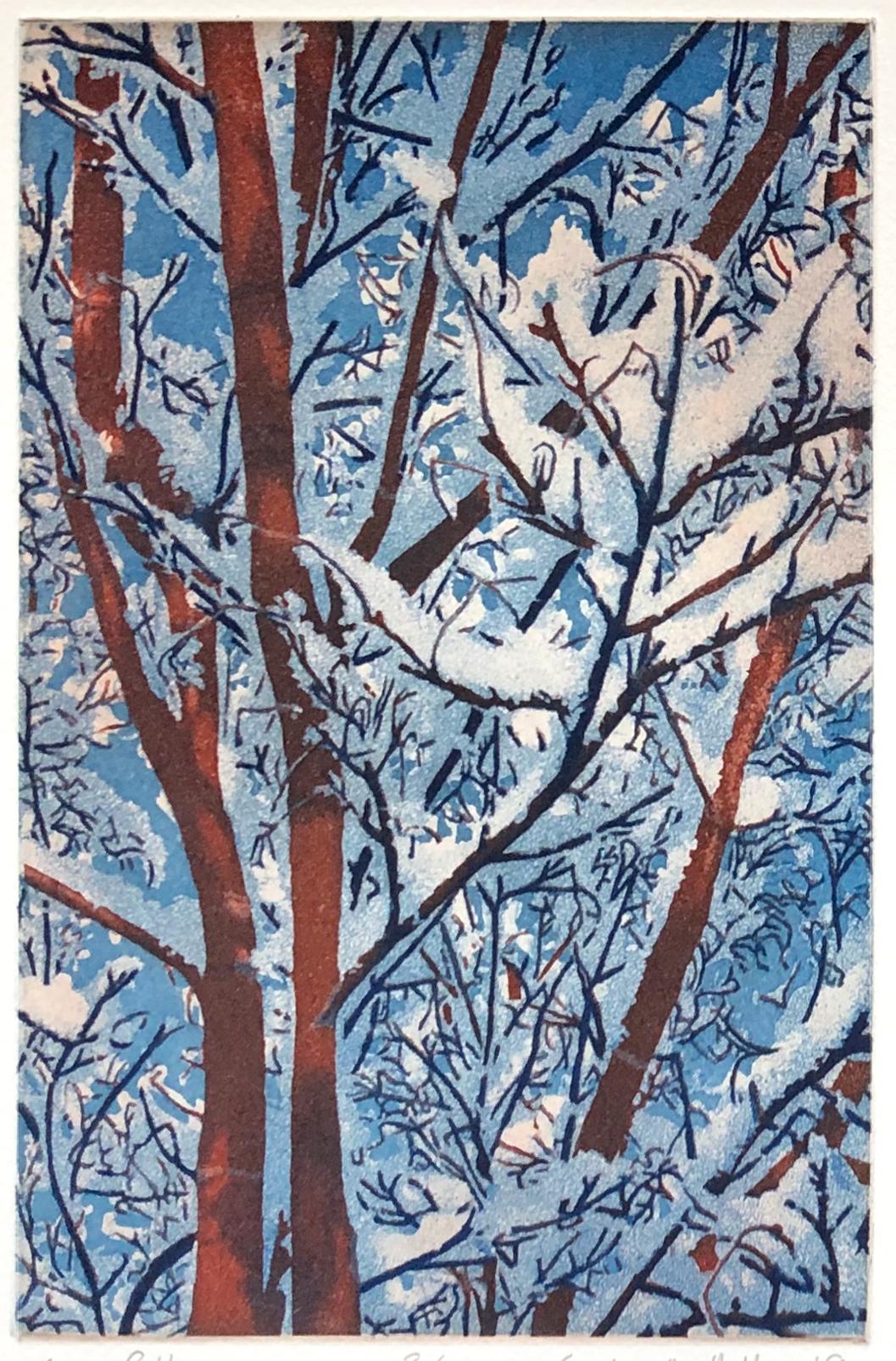Stephen McMillan Landscape Print - Snowfall Etching and Aquatint Print, Signed, Edition of 200, 9x6 in