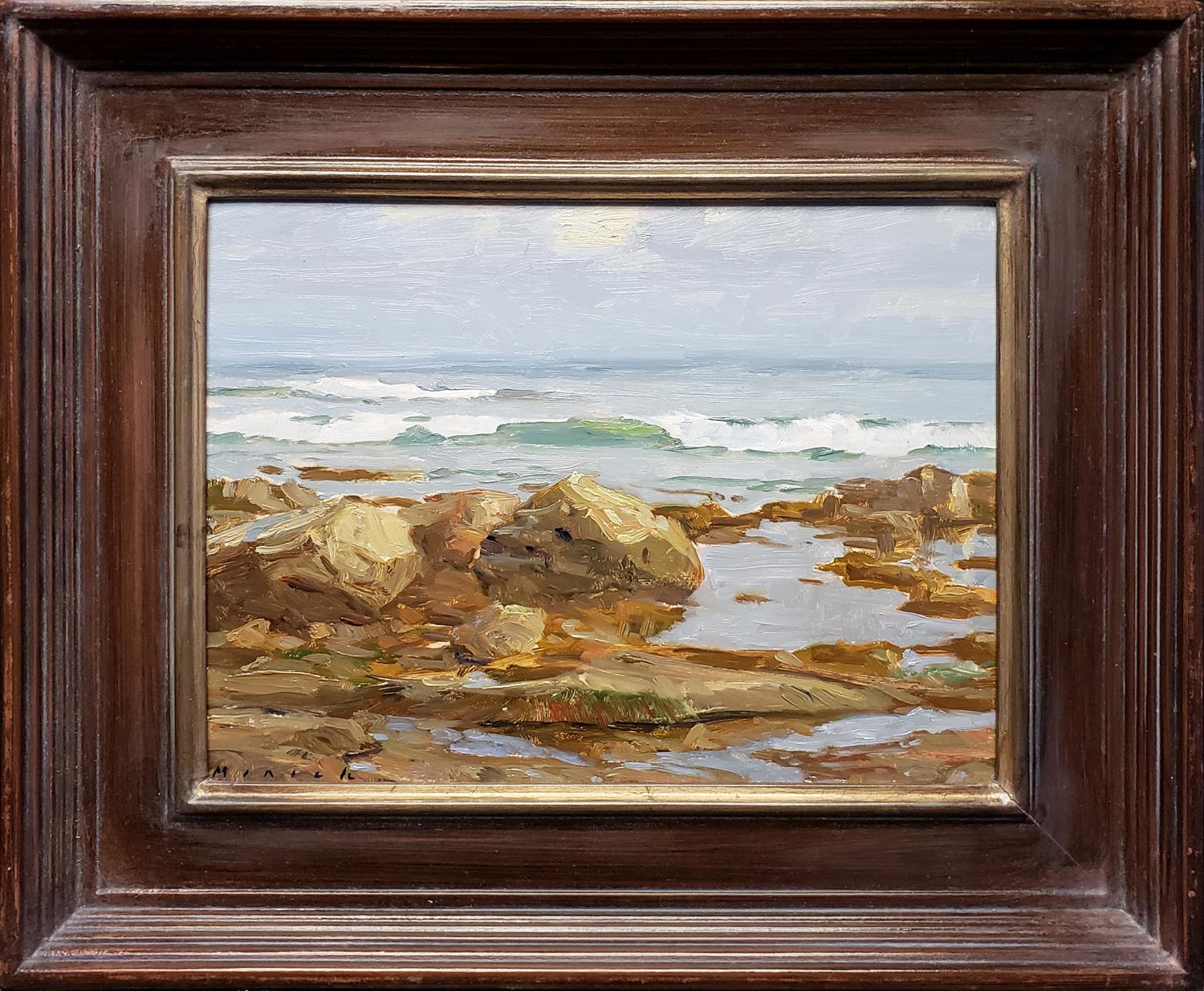 Landscape Painting Stephen Mirich - Pools en daim ; Beach Cabrillo, Californie