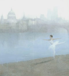 Ballerina on the Thames, Painting, Acrylic on Other