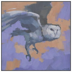 Barn Owl in Flight, Painting, Acrylic on Canvas