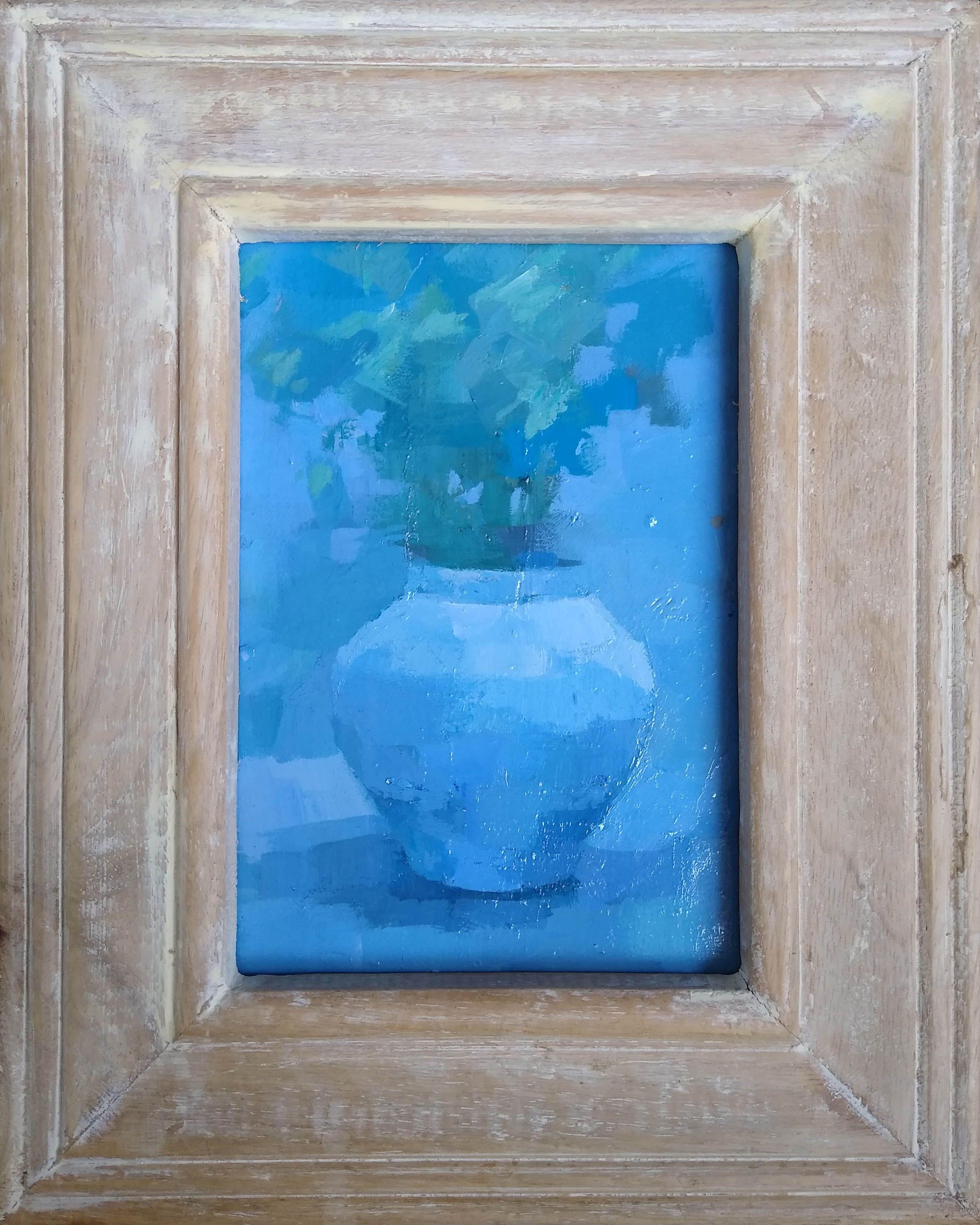 Vase bleu 1, peinture, acrylique sur panneau de MDF - Impressionnisme Painting par Stephen Mitchell