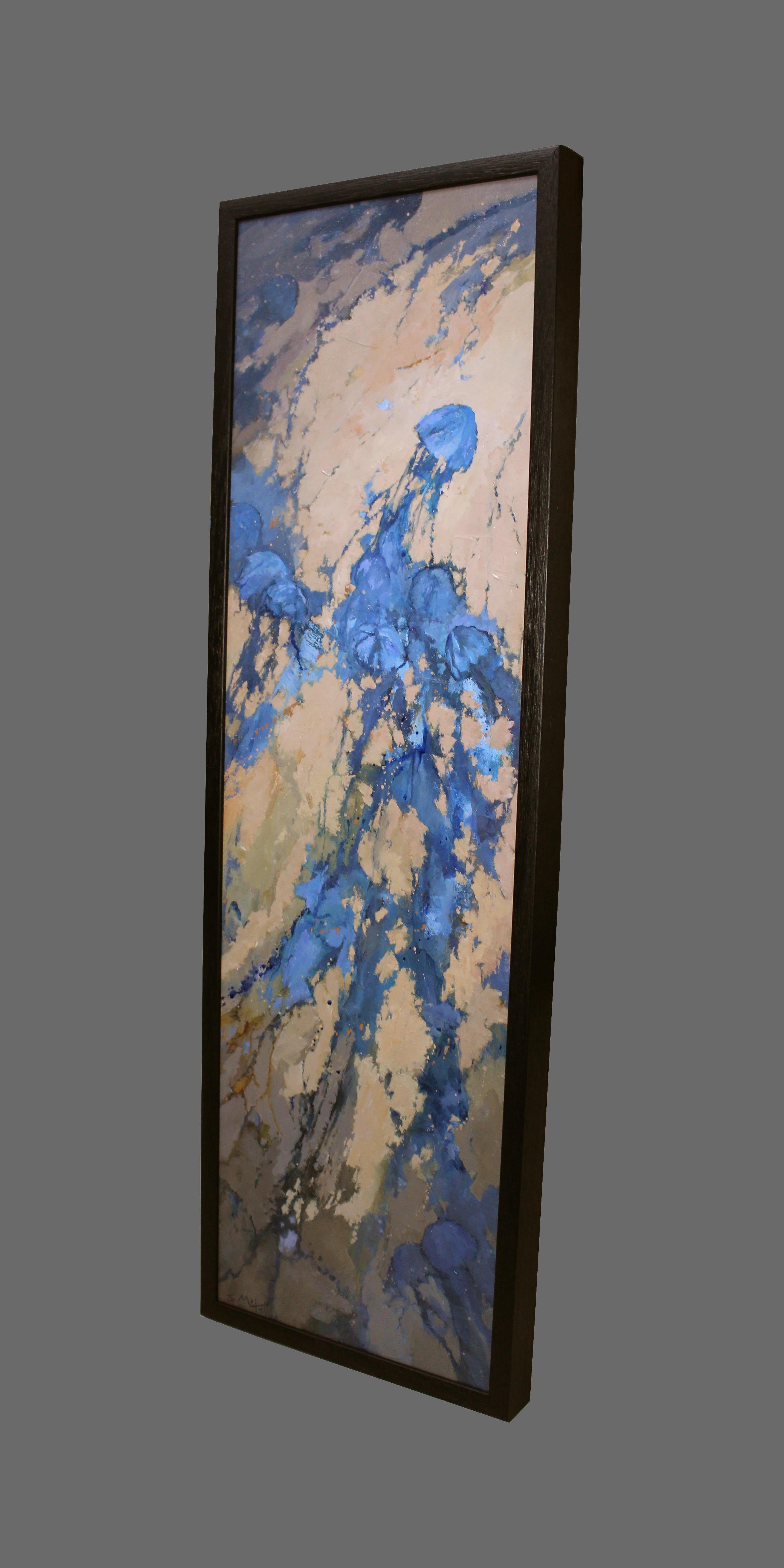 Zenith bleu, peinture, acrylique sur toile - Beige Abstract Painting par Stephen Mitchell
