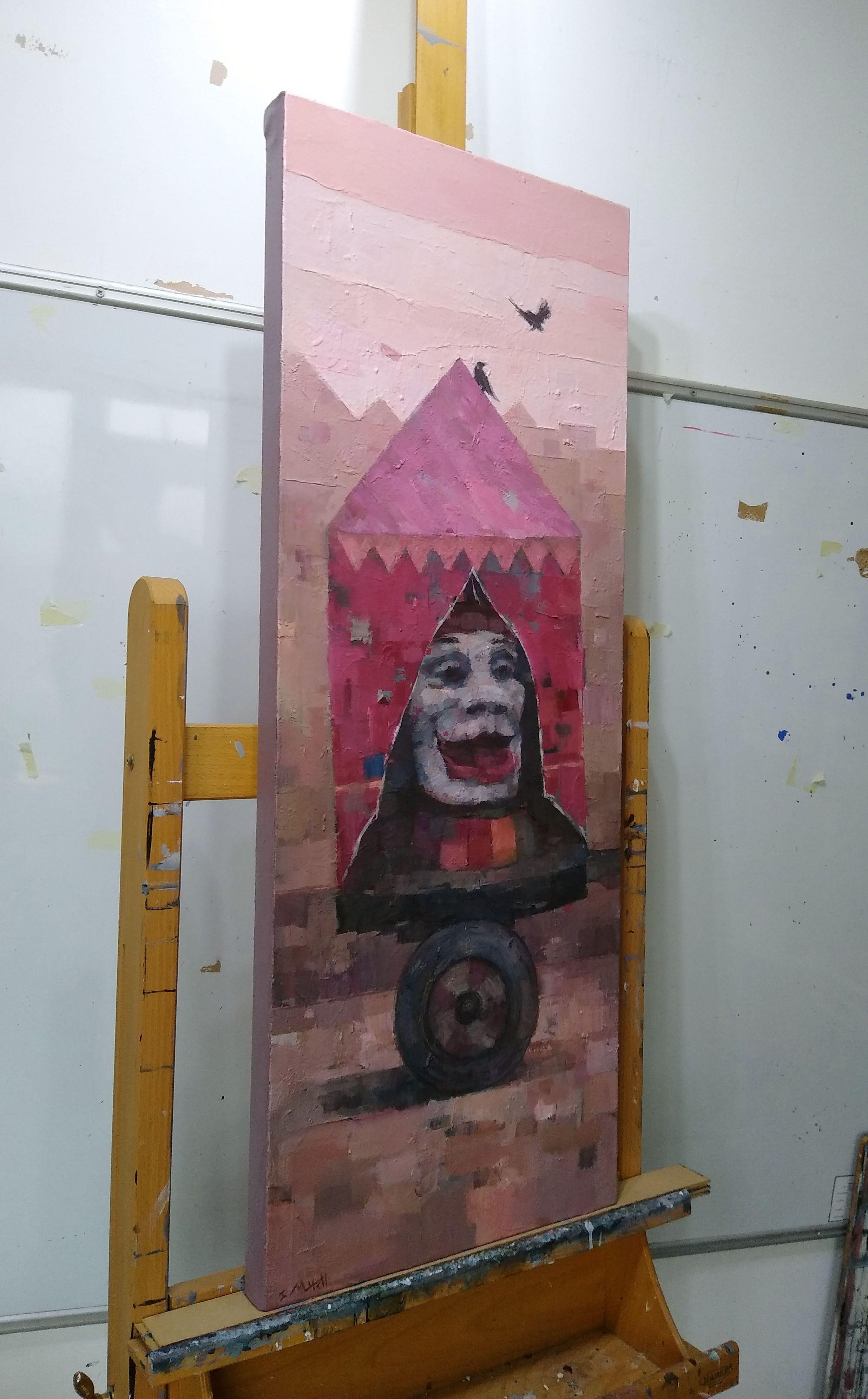 This original painting is an imaginary piece, inspired by the world of circuses and carnivals. It is painted on deep profile canvas. The sides of the canvas are painted to match the painting. :: Painting :: Fine Art :: This piece comes with an