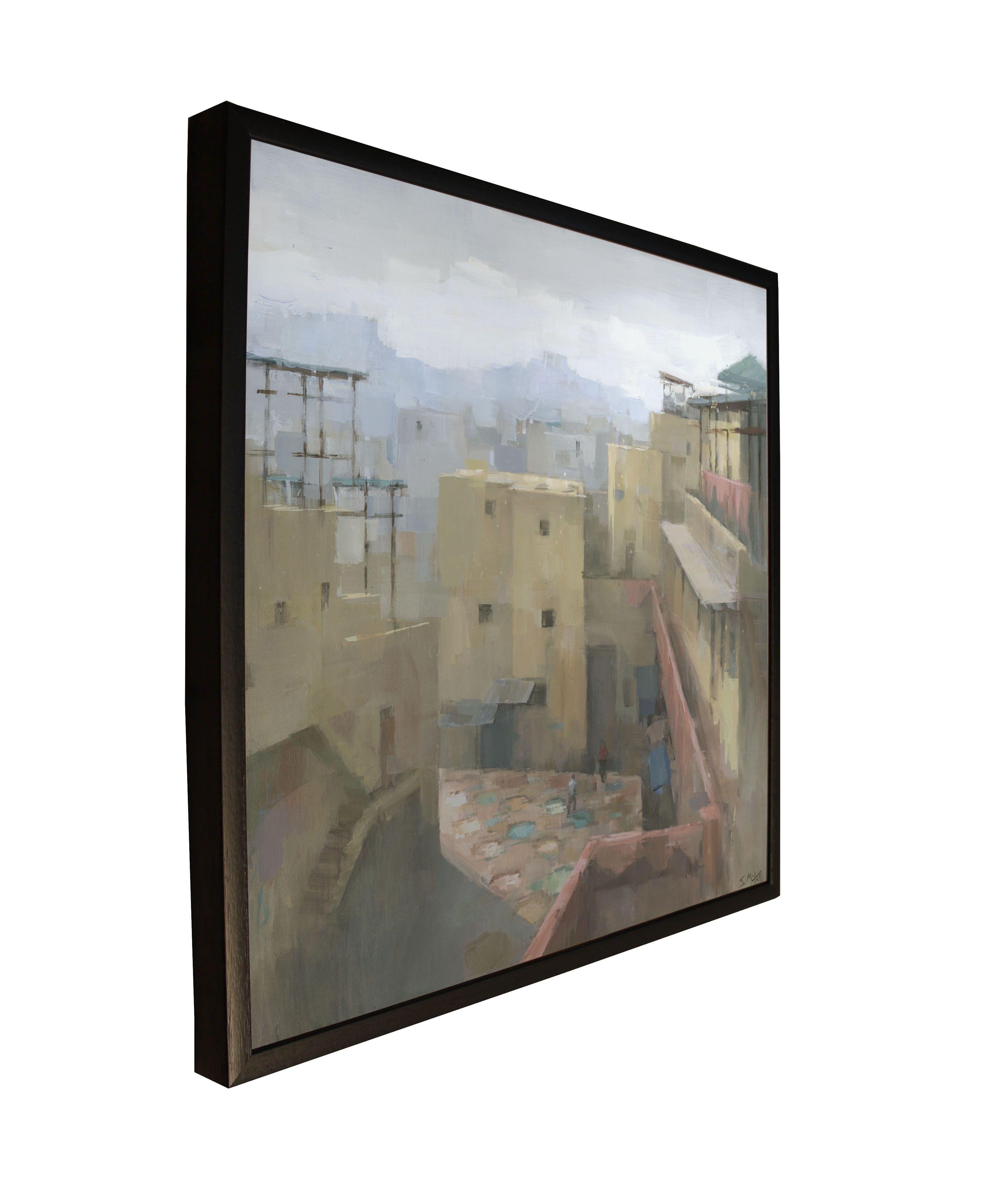Fez Tannery, Maroc, Peinture, Acrylique sur Toile en vente 2