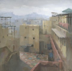 Fez Tannery, Maroc, Peinture, Acrylique sur Toile