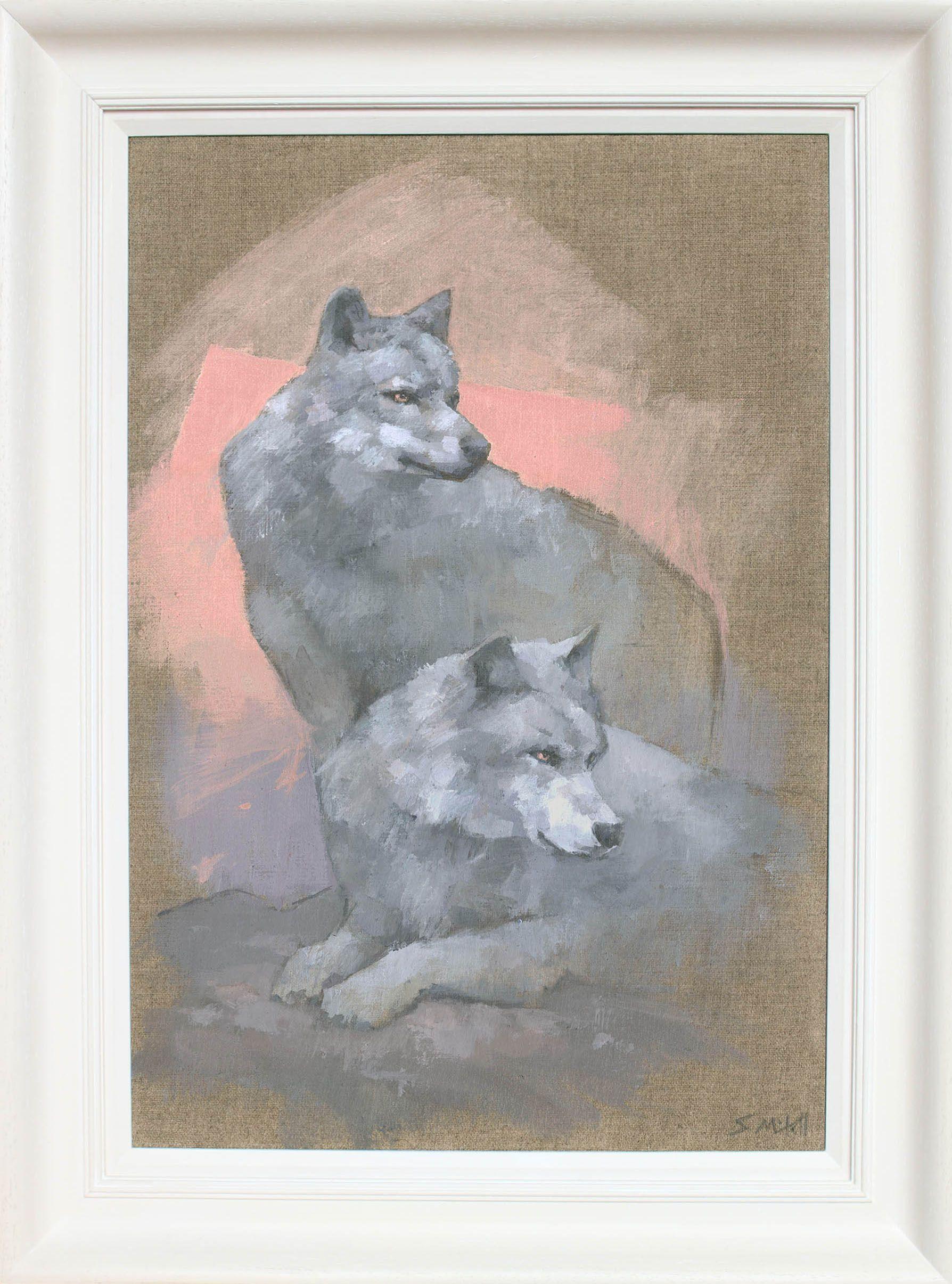 Gaze Of The Grey Wolves, Peinture, Acrylique sur Toile - Contemporain Painting par Stephen Mitchell
