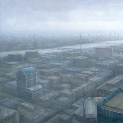 Paysage urbain de Londres 1, peinture, acrylique sur panneau de MDF