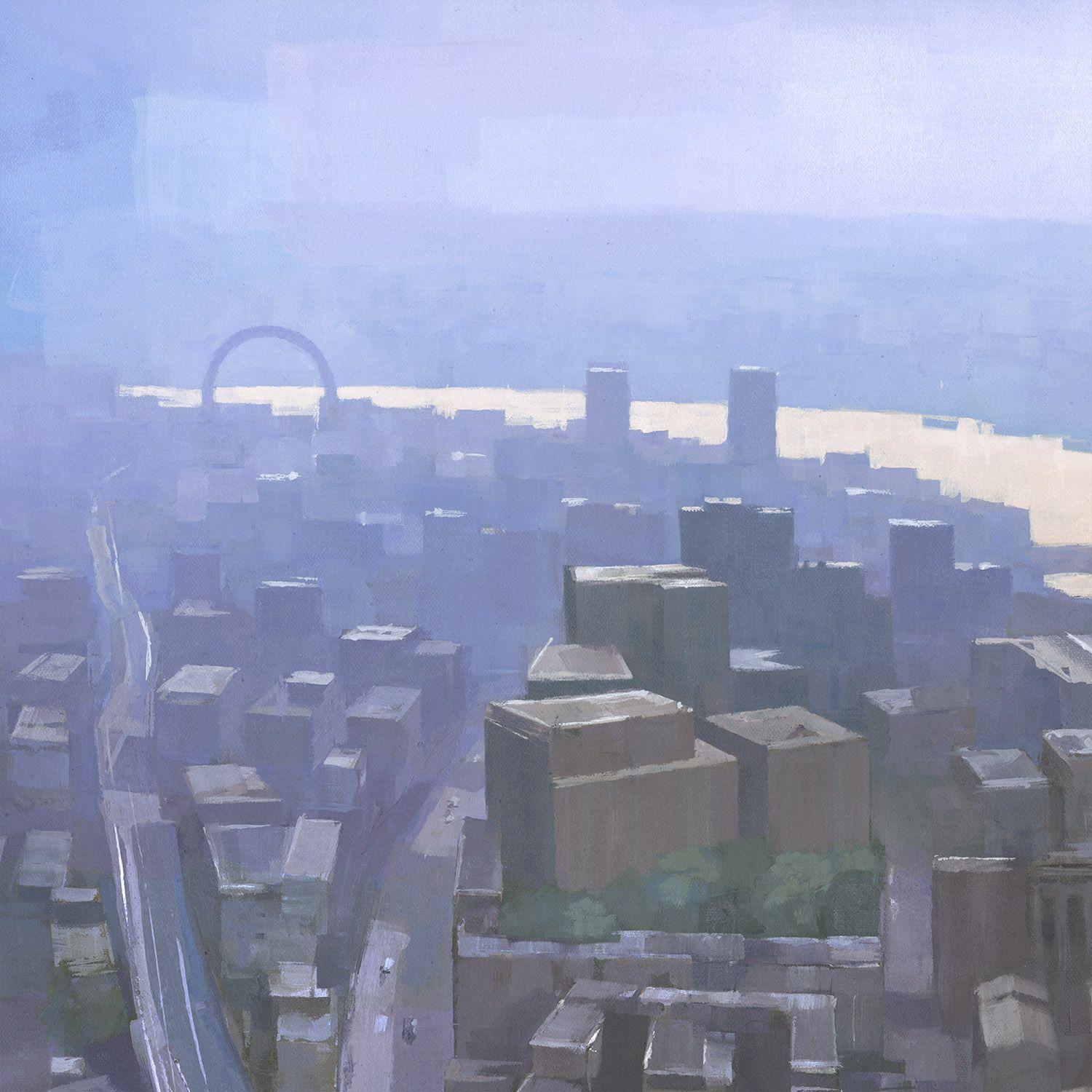 London, Looking West from the Shard, Painting, Acrylic on Canvas For Sale 1