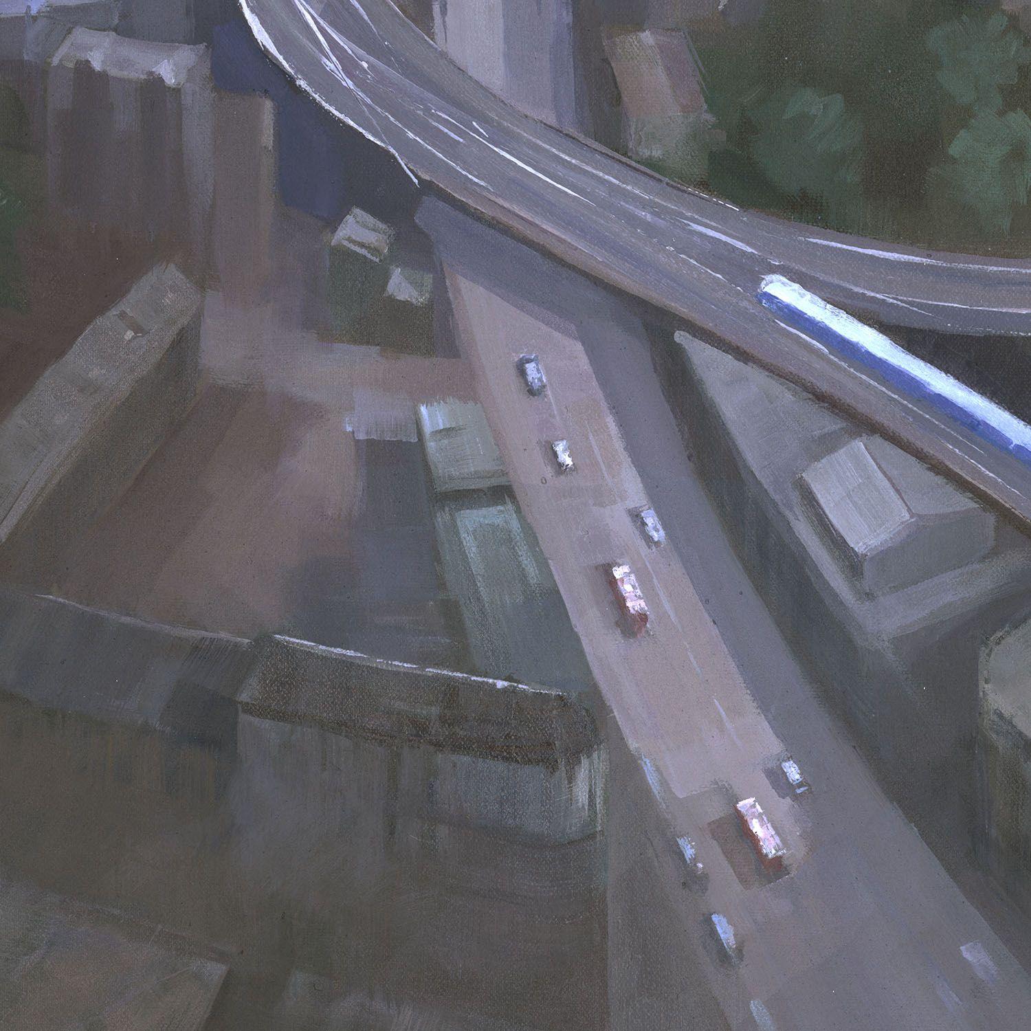 London, Looking West from the Shard, Painting, Acrylic on Canvas For Sale 2