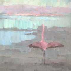 Lone Flamingo, Painting, Acrylic on Canvas