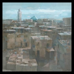 Moroccan Rooftops, Painting, Acrylic on Canvas