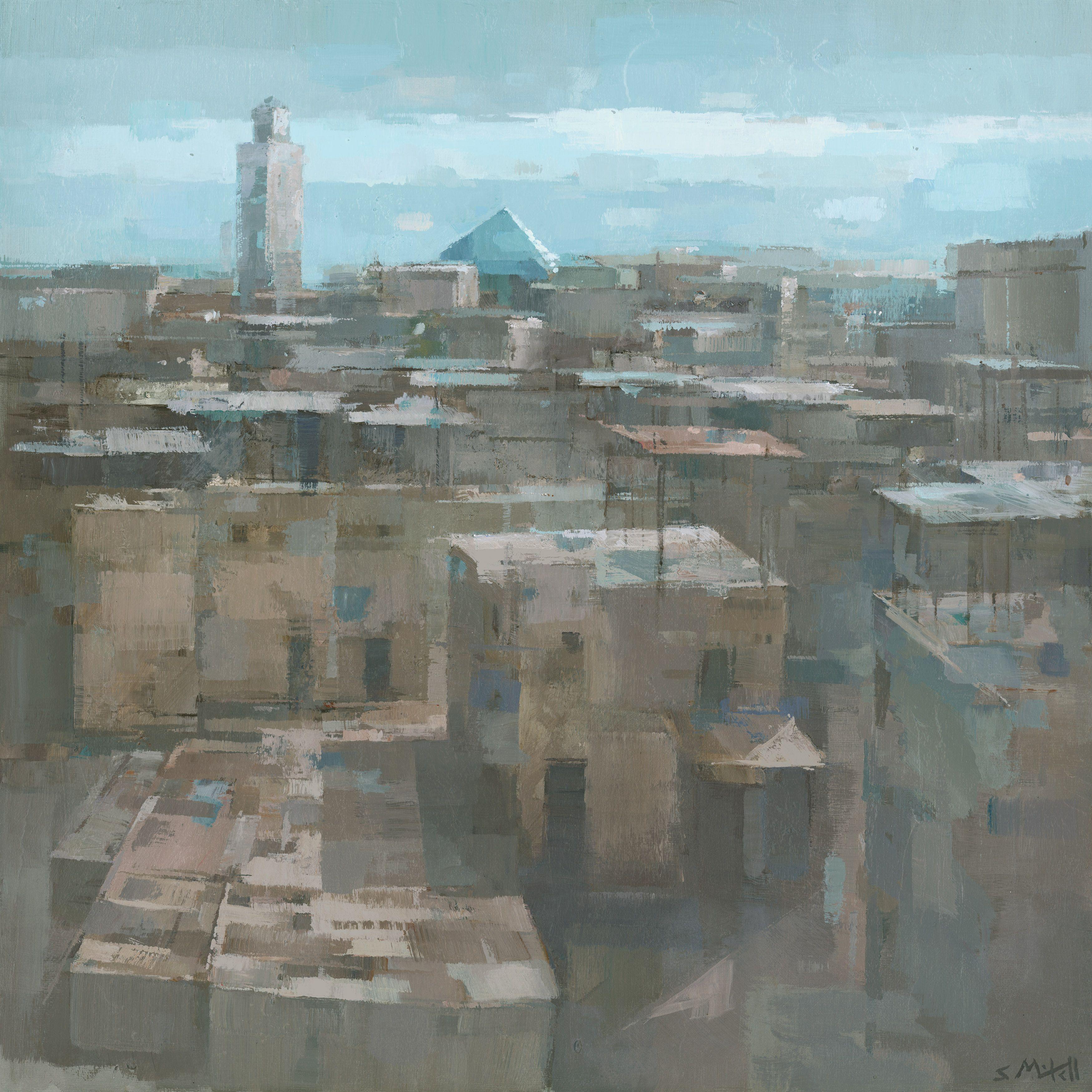 Tetti marocchini, Pittura, Acrilico su tela - Painting di Stephen Mitchell