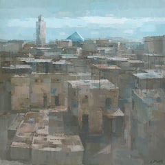 Moroccan Rooftops, Painting, Acrylic on Canvas