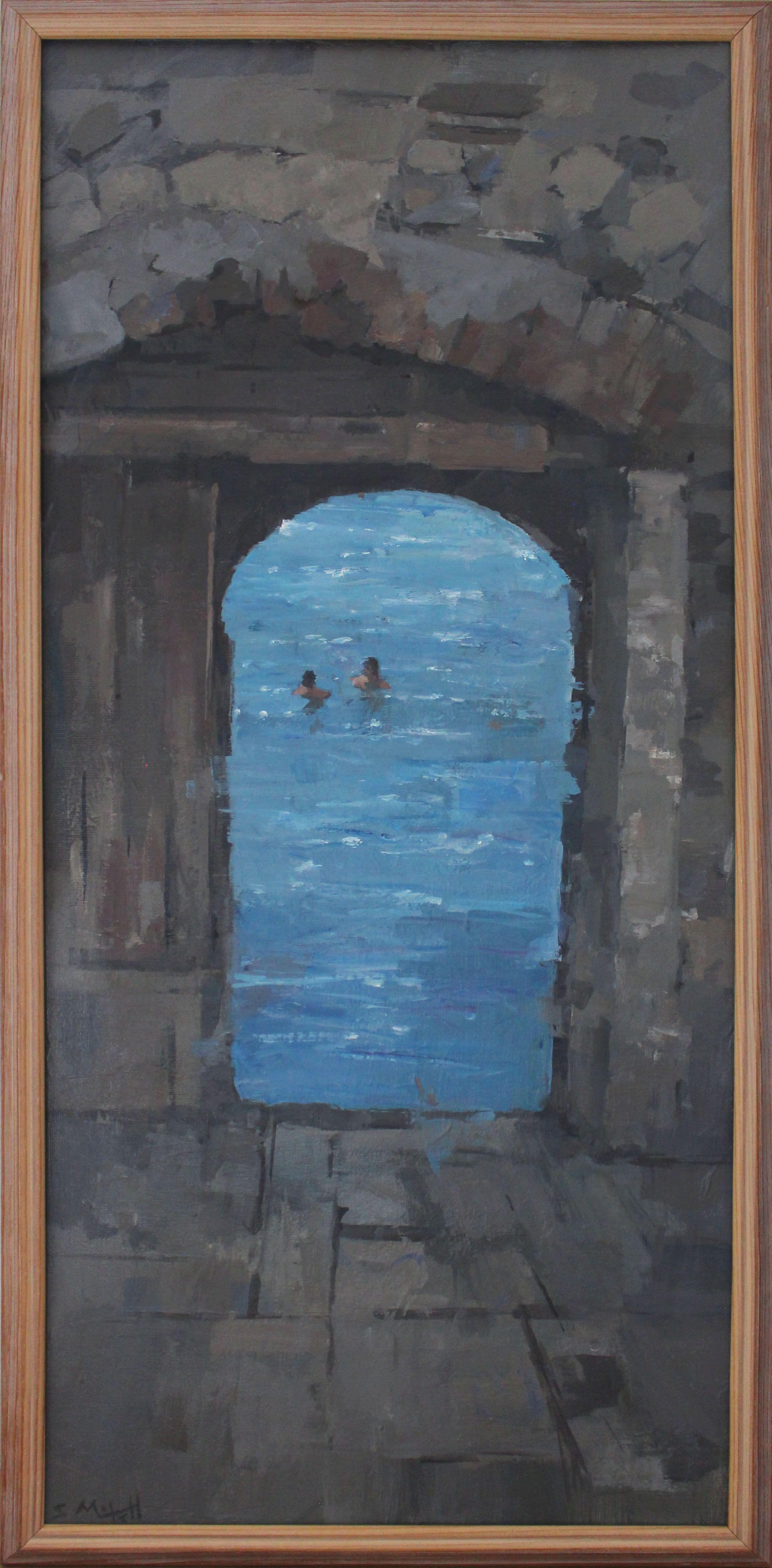 Nadadores de Rovinj, Pintura, Acrílico sobre lienzo - Painting Impresionista de Stephen Mitchell