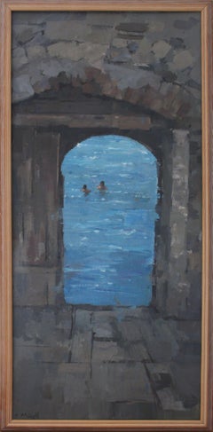 Rovinj Swimmers, Painting, Acrylic on Canvas