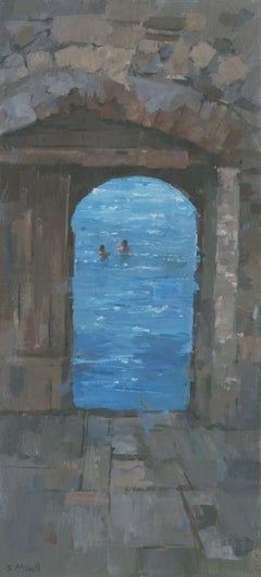 Rovinj Swimmers, Painting, Acrylic on Canvas