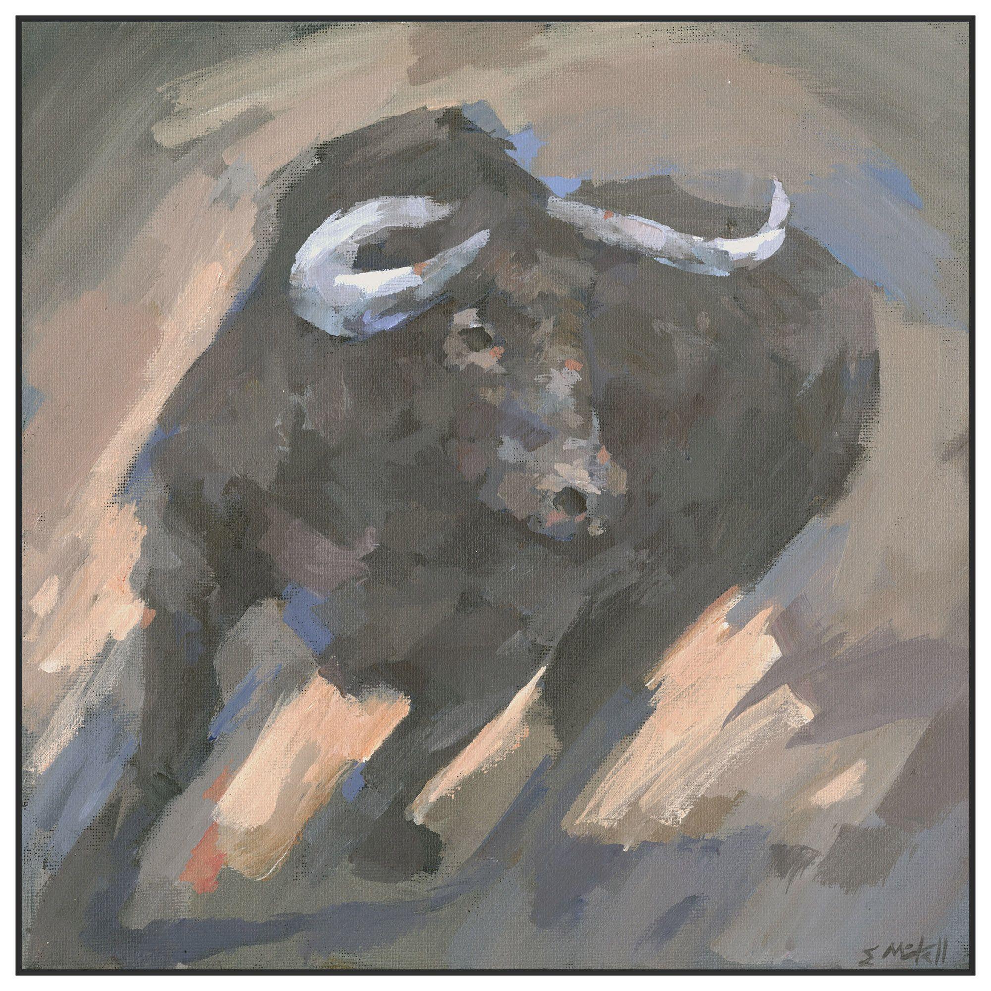 Running Bull, Painting, Acrylic on Canvas For Sale 1