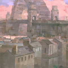 Sydney Harbour Bridge at Dusk, Painting, Acrylic on Canvas