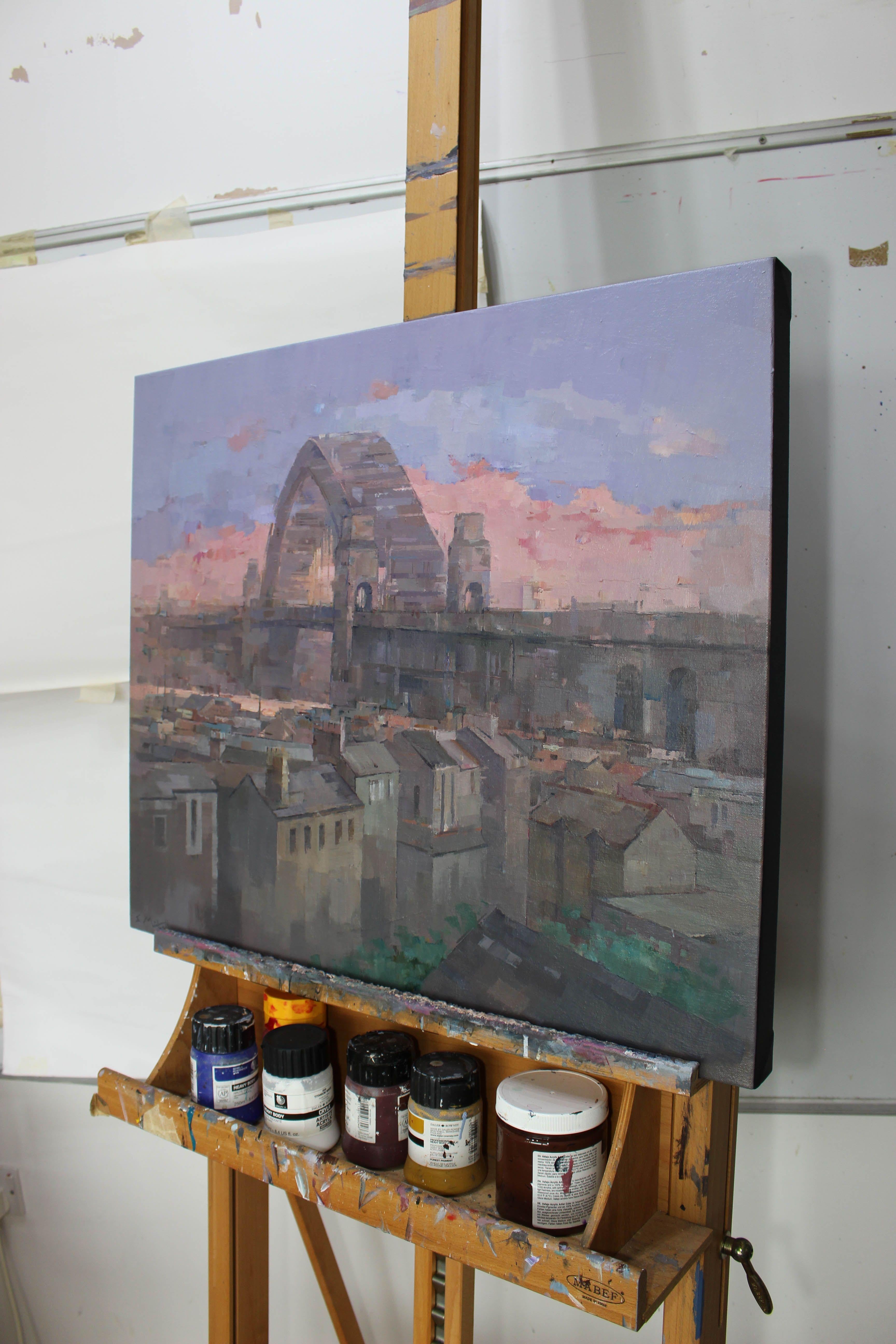 Ponte del porto di Sydney al crepuscolo, Pittura, Acrilico su tela in vendita 1