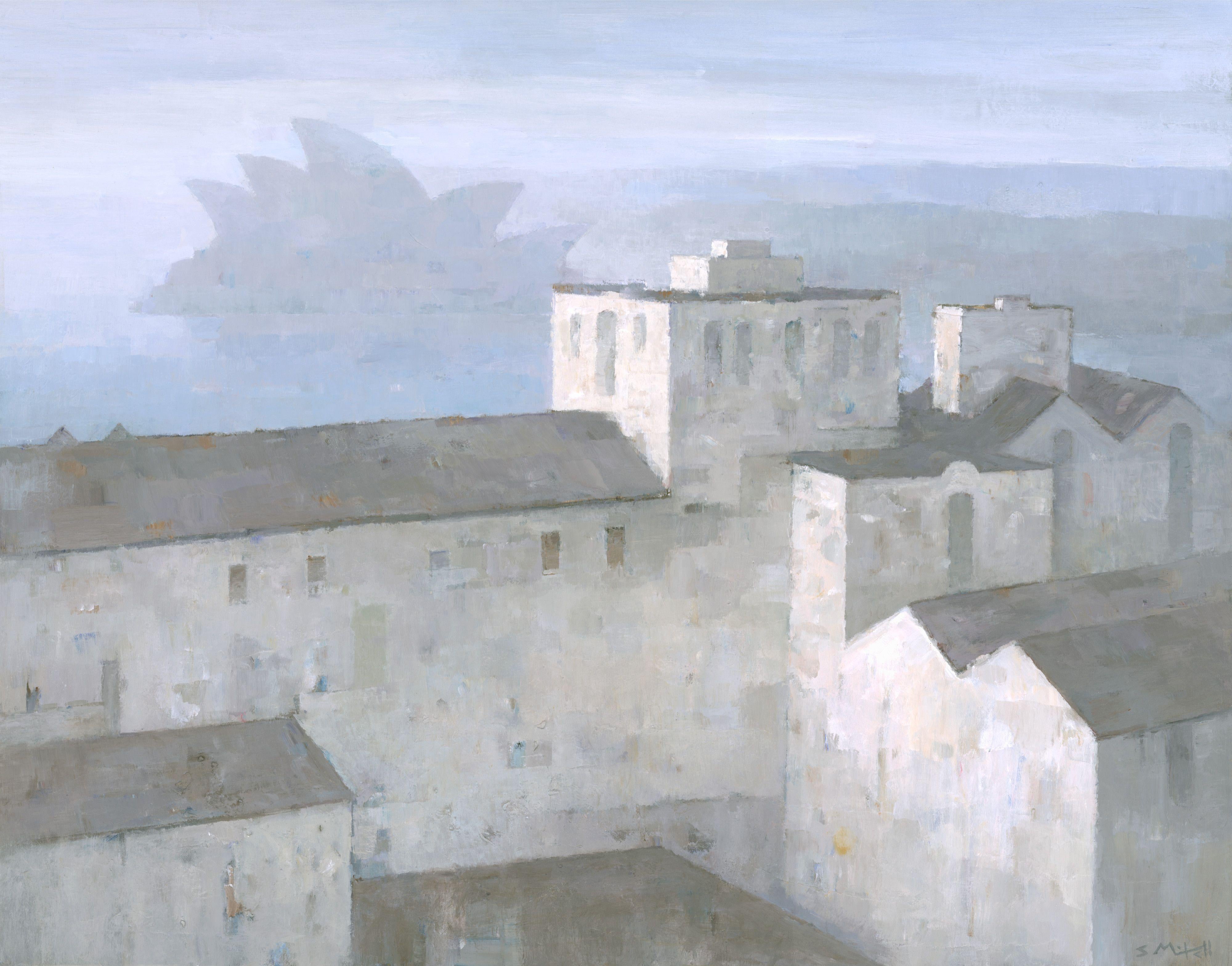 Peinture du Sydney Opera House in a Morning Haze, acrylique sur panneau MDF de Sydney - Painting de Stephen Mitchell