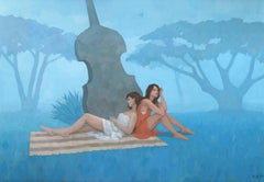El jardín azul, Pintura, Acrílico sobre lienzo