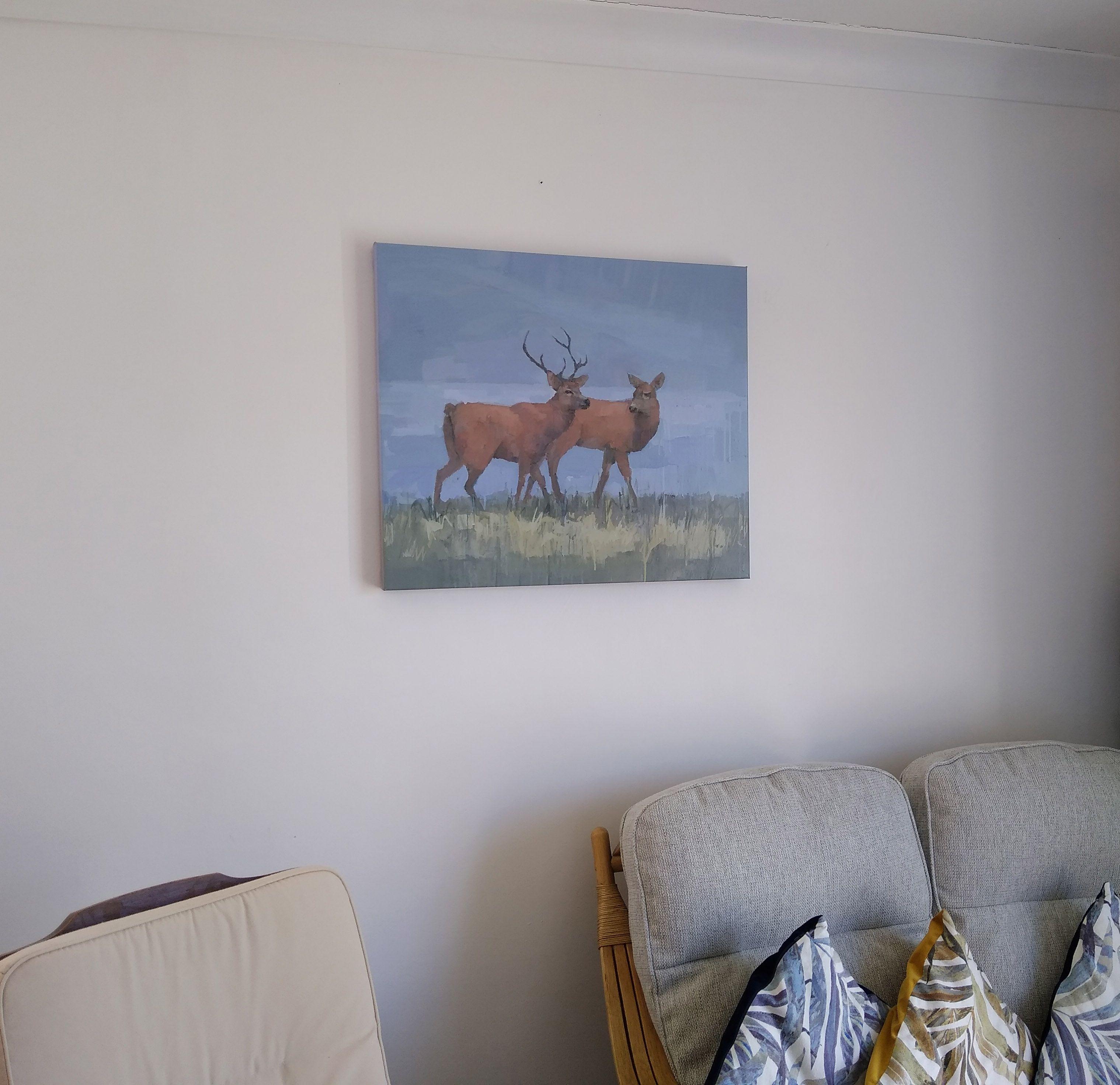 Two Red Deer, Painting, Acrylic on Canvas For Sale 1