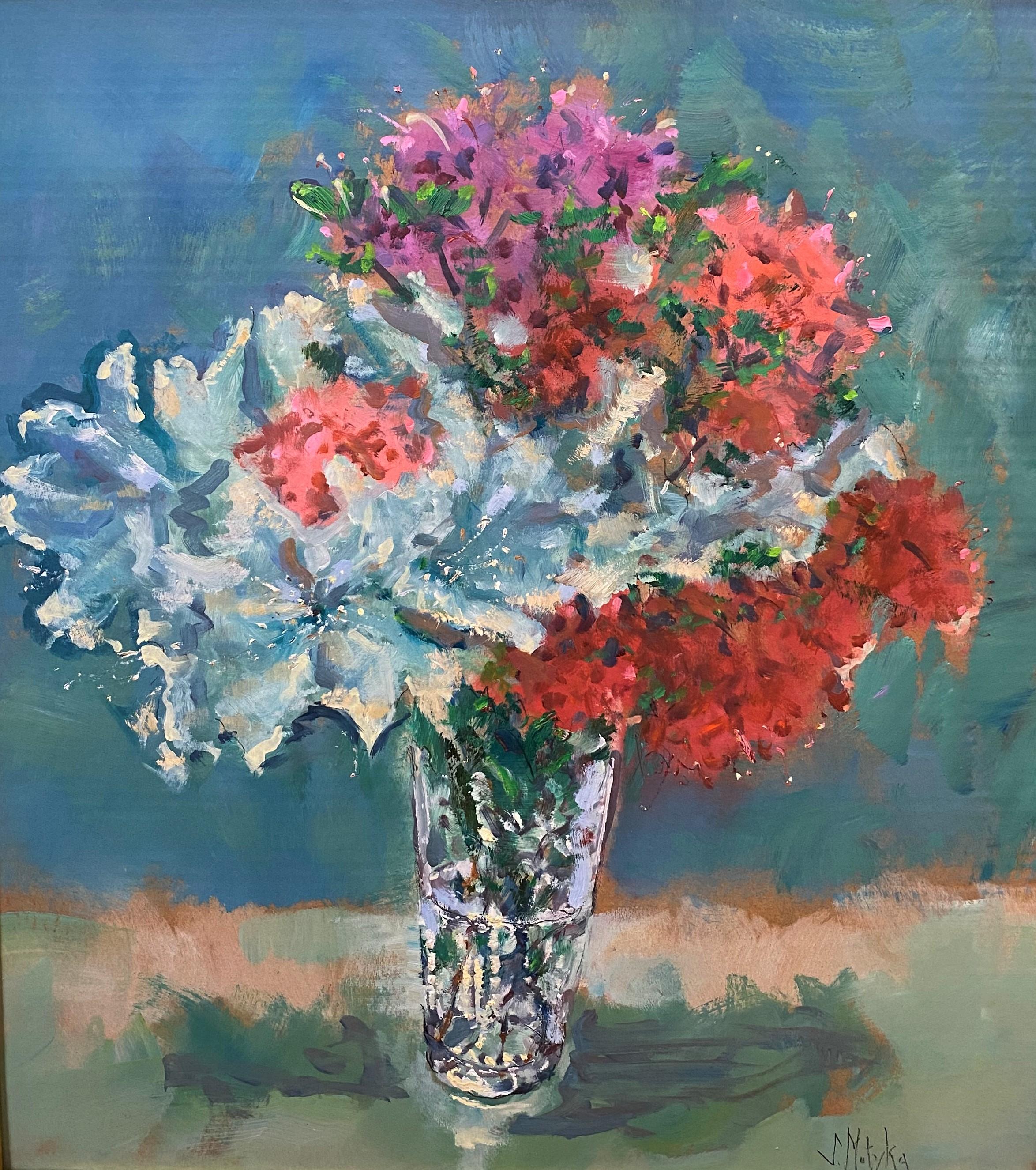 Flower Bouquet in Cut Glass - Painting by Stephen Motyka