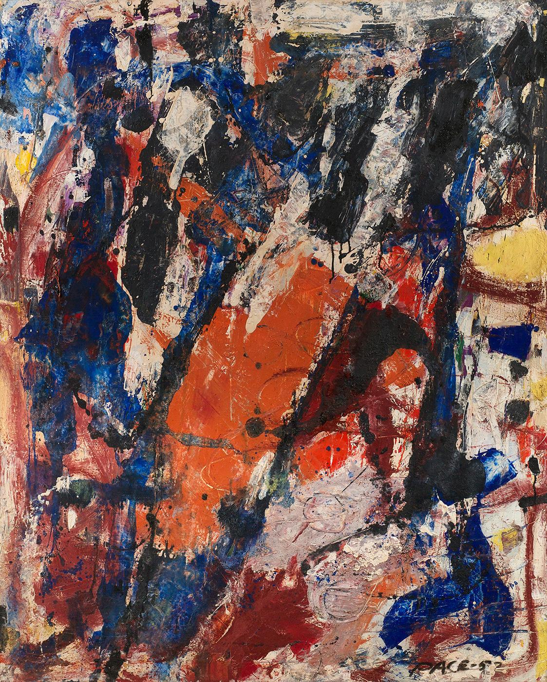 Stephen Pace
Senza titolo, 57-10, 1957
Firmato e datato in basso a destra
Olio su tela
47 x 38 pollici


Nato a Charleston, nel Missouri, Stephen Pace è cresciuto nell'Indiana, dove i suoi genitori gestivano un negozio di alimentari e poi una