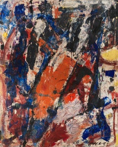 "Untitled, 57-10" Stephen Pace, Dynamic, Vibrant Orange, Abstract Expressionism