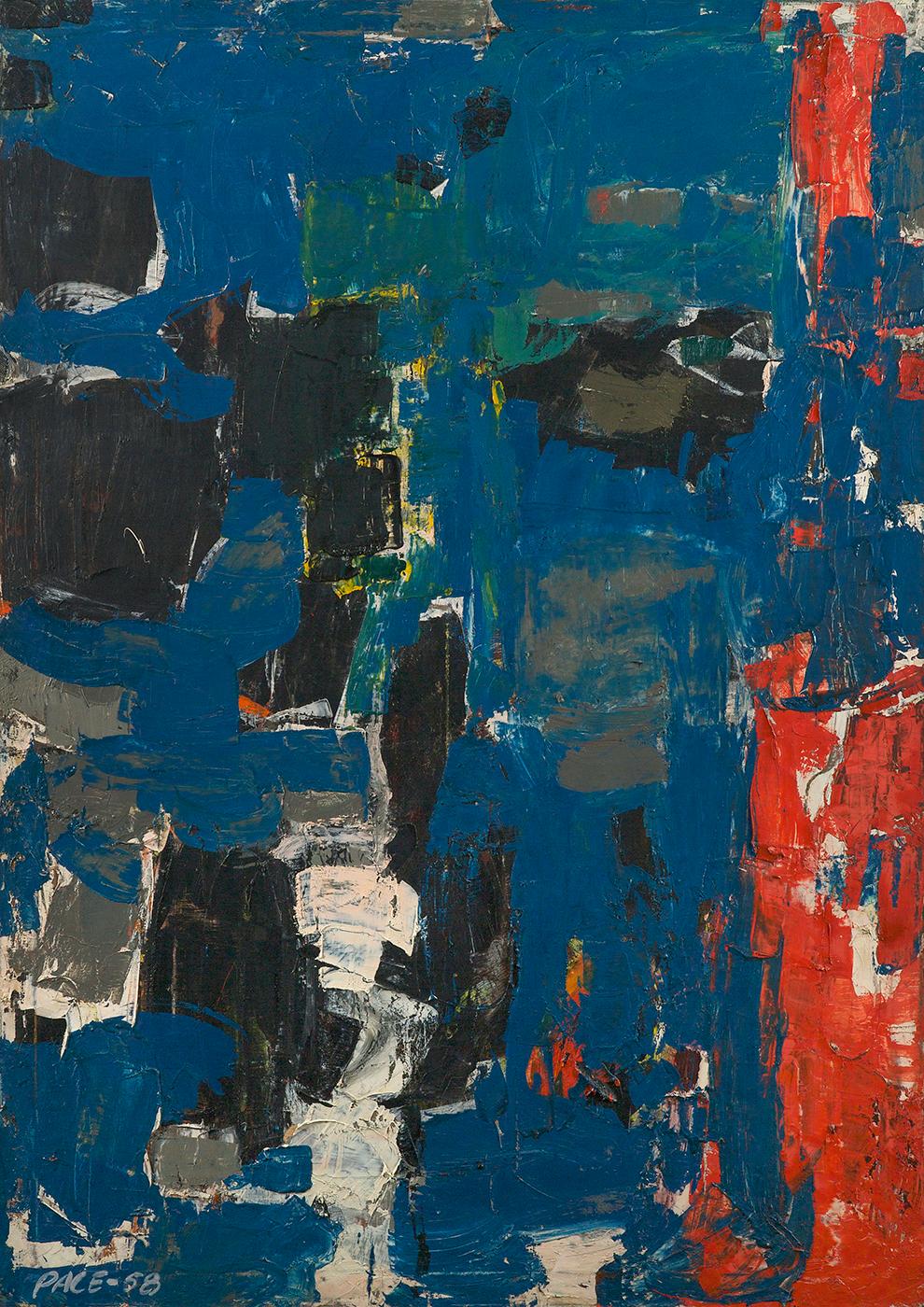 Stephen Pace
Untitled, 58-26, 1958
Signed and dated lower left
Oil on canvas
56 x 40 inches


Born in Charleston, Missouri, Stephen Pace grew up in Indiana, where his parents operated a grocery store and then a farm. Pace began drawing as a young