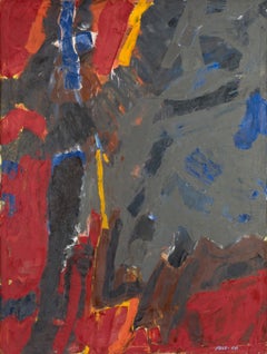« Sans titre, 58-A8 » Stephen Pace, peinture expressionniste abstraite rouge foncé dynamique