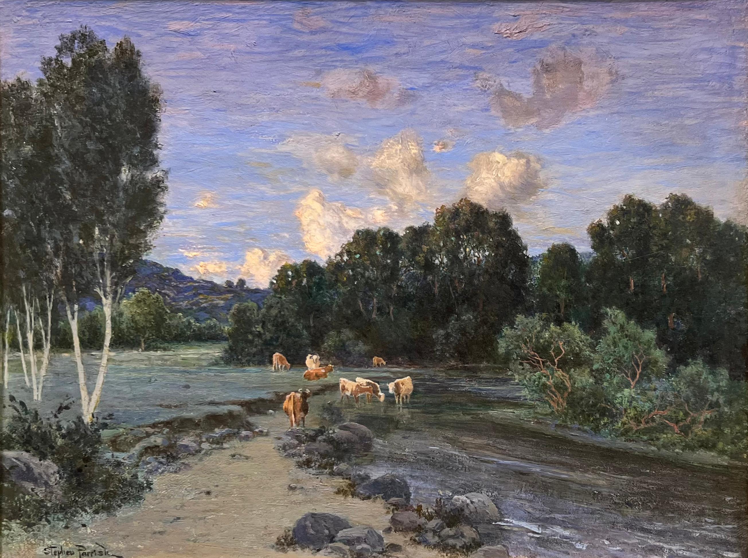 Stephen Parrish Landscape Painting - Untitled (Cattle Grazing)