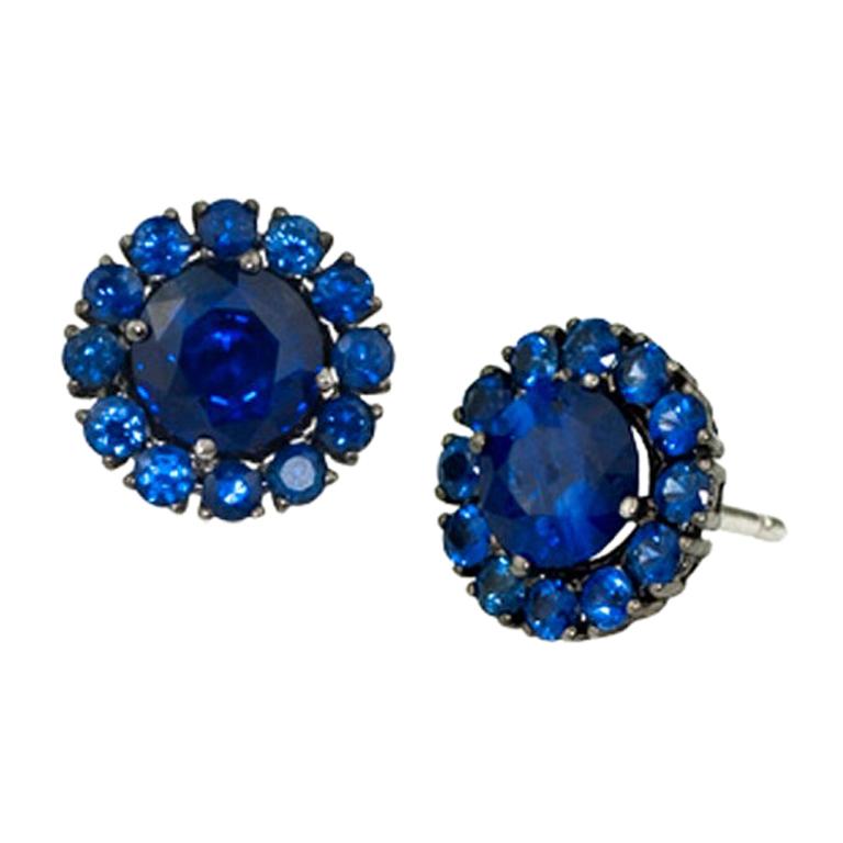 Stephen Russell 18 Karat Gold and Sapphire Earrings For Sale