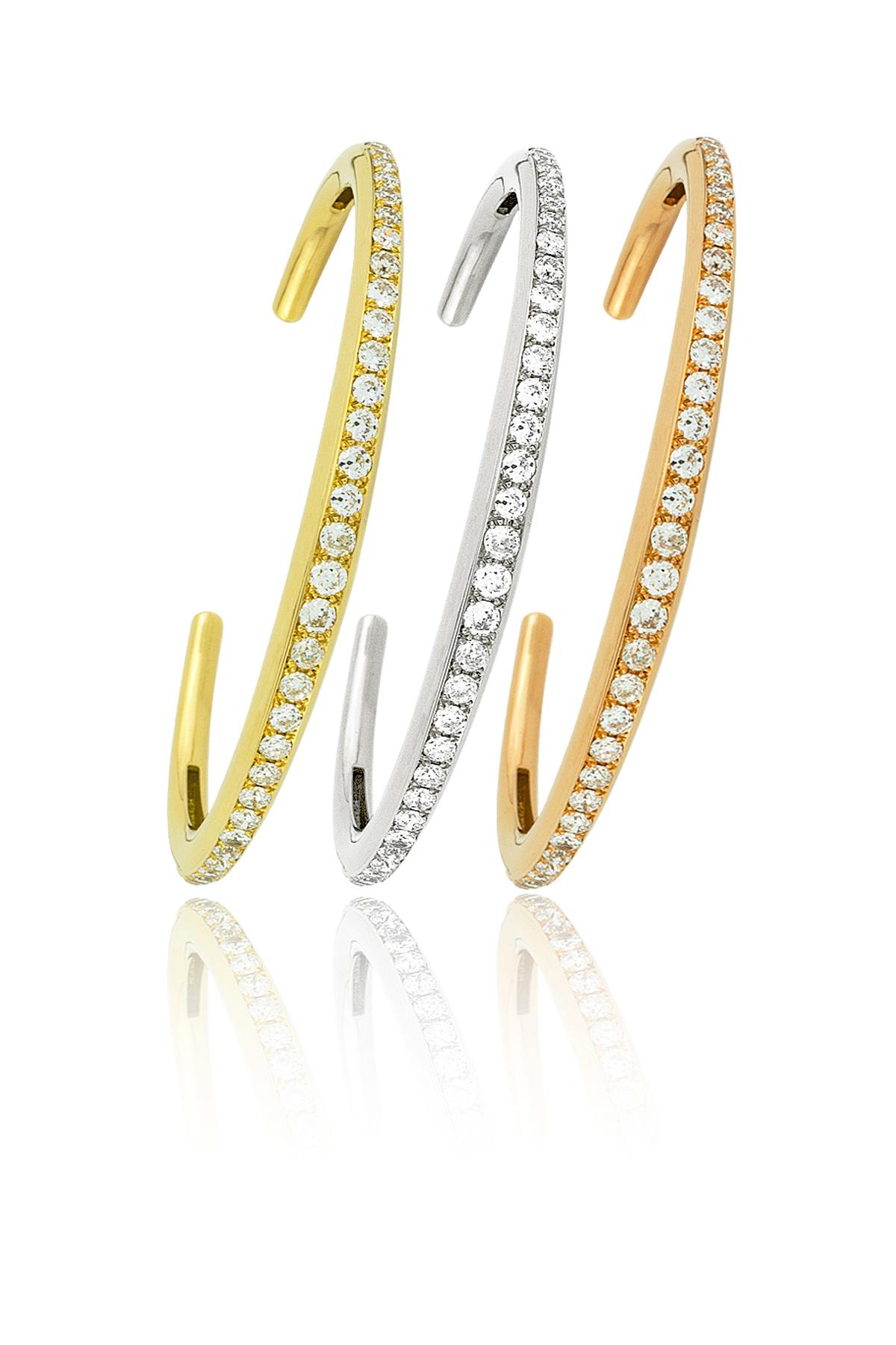 18K White, Yellow and Rose Gold & Diamond Bangles; 99 Diamonds 7.85ct; signed STEPHEN RUSSELL 