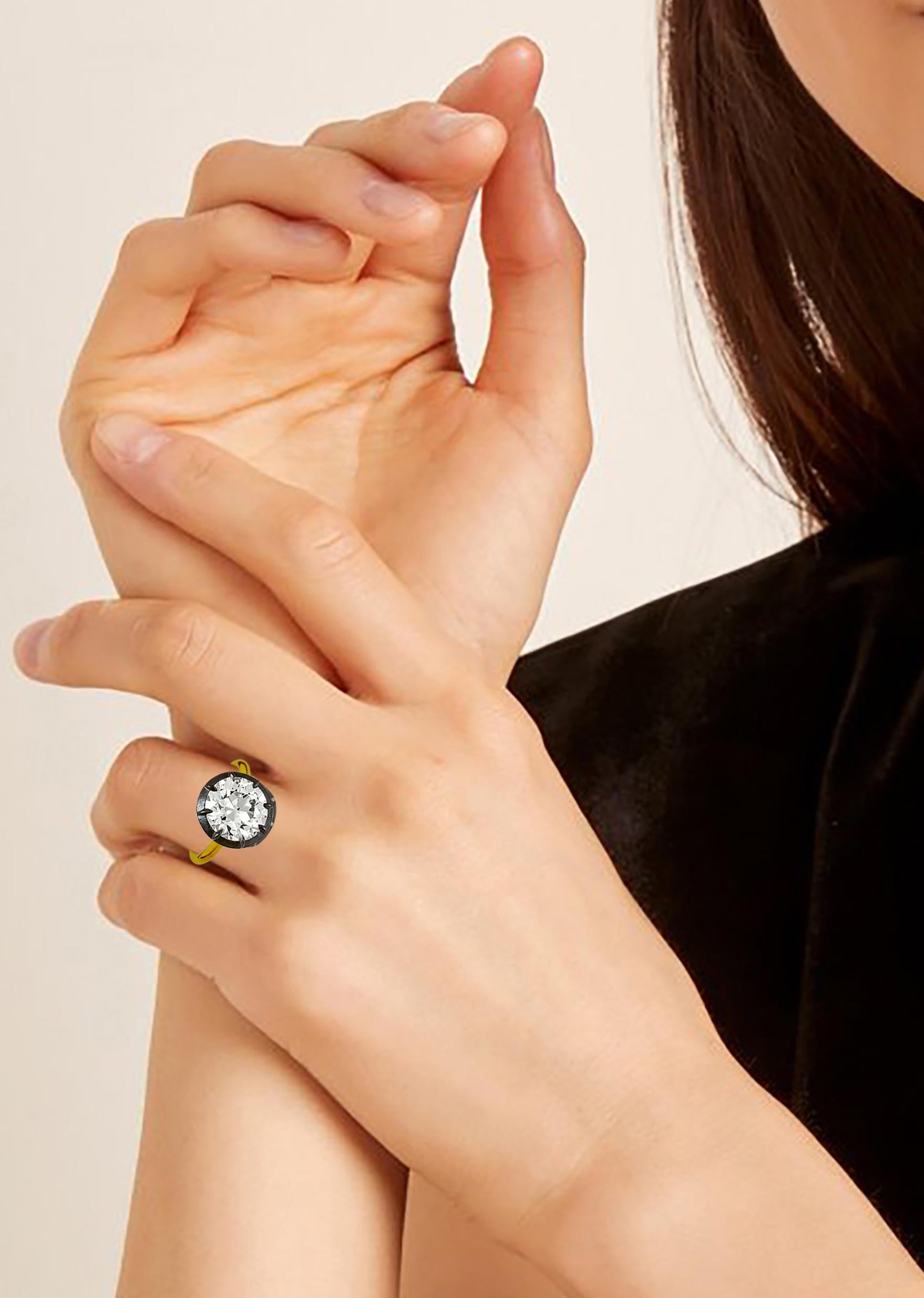 GIA-zertifizierter 2,75 Karat Diamantring mit alteuropäischem Schliff von Russell (Alteuropäischer Schliff)