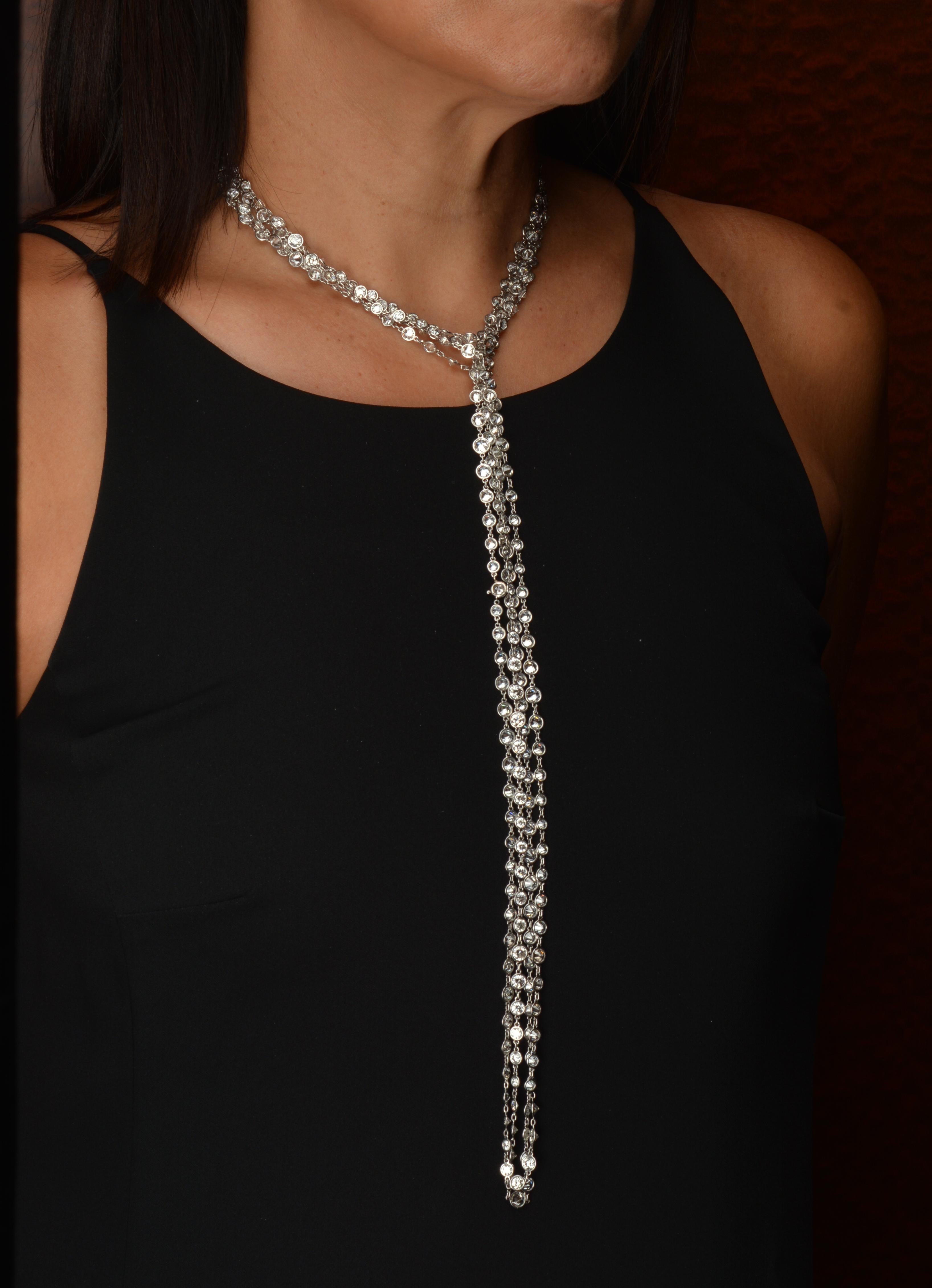 Art Deco Stephen Russell Diamond Long Chain Set in Platinum For Sale