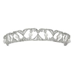 Stephen Russell Edwardian Design Diamond And Pearl Platinum Tiara