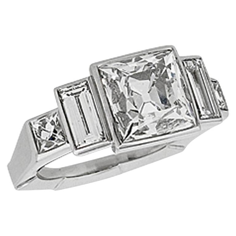 Stephen Russell French Cut Diamond Engagement Ring For Sale