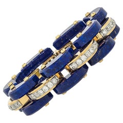 Stephen Russell Lapis Lazuli Diamond and Gold Bracelet