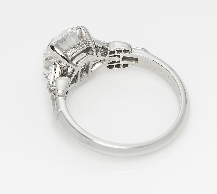 Art Deco Stephen Russell Asscher Cut Diamond and Platinum Ring