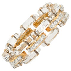 Stephen Russell Diamond and Rock Crystal Gold Bracelet