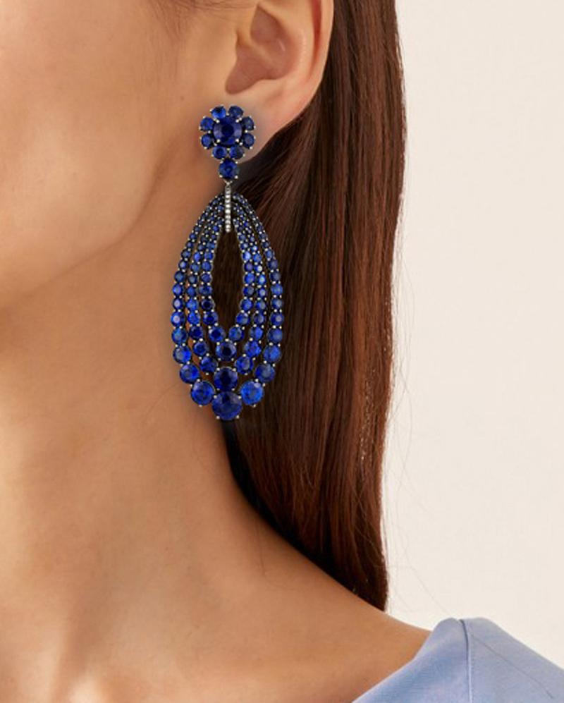 blue pageant earrings