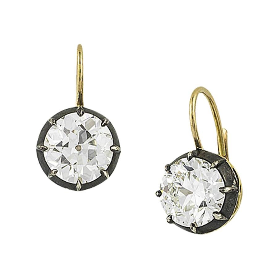 Stephen Russell Silver Gold and Old European Cut Diamond Earrings