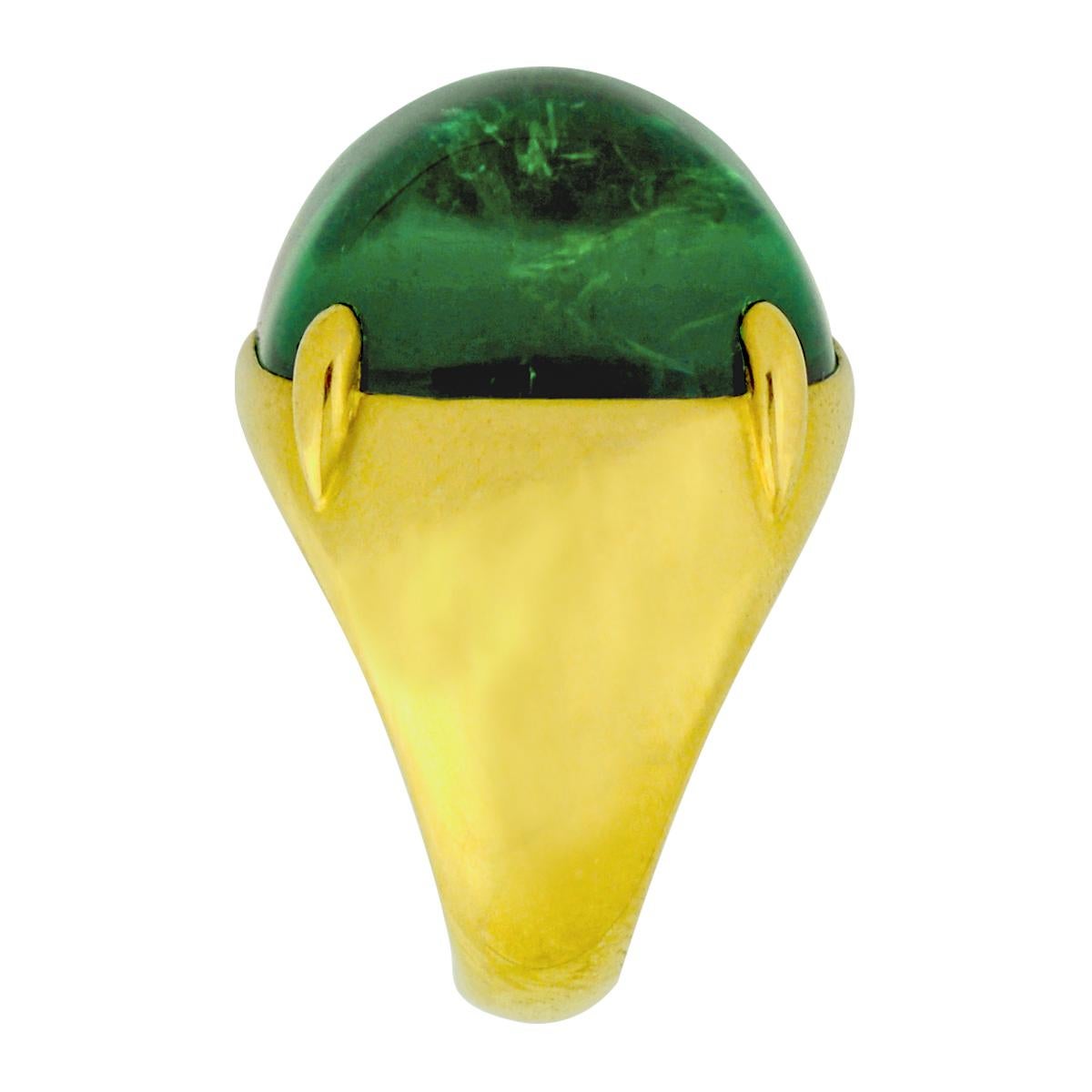 Contemporary Stephen Russell Sugarloaf Cabochon Emerald Ring