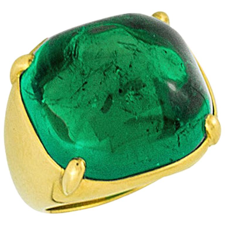 Stephen Russell Sugarloaf Cabochon Emerald Ring
