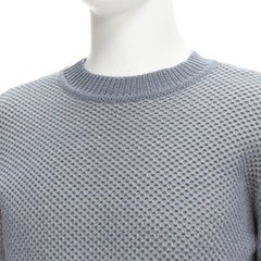 STEPHEN SCHNEIDER 100% strukturierter Pullover aus Waffelwolle in Grau mit Rundhalsausschnitt Gr. 4 L