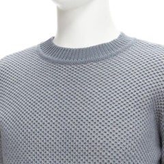 STEPHEN SCHNEIDER 100% strukturierter Pullover aus Waffelwolle in Grau mit Rundhalsausschnitt Gr. 4 L